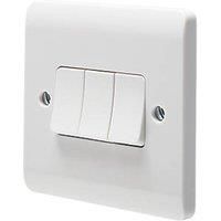 Crabtree Instinct 10AX 3-Gang 2-Way Light Switch White (344HV)