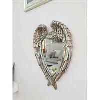 Silver Feathered Angel Wings Mirror Shabby Chic Heart Ornate Wall Decor Bedroom