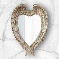 Silver Feathered Angel Wings Mirror Shabby Chic Heart Ornate Wall Decor Bedroom