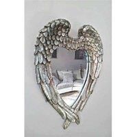 Homezone Vintage Retro Shabby Chic Style Small Heart Shaped Angel Wing Wall Mirrors Angel Wings Heart Shaped Feathered Rounded Wall Decor Wall Mountable Home Decor (Small Angel Wings)