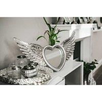 Angel Wings Mirror Shabby Chic Silver Heart Shaped Mirror Dressing Table Vanity