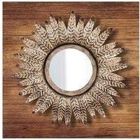 Wall Mounted Bronze Feather Mirror Round