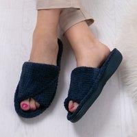 Isotoner Women's Ladies Popcorn Open Toe Slipper Low-Top, Blue (Navy), 4 UK