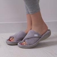 Isotoner Women/'s Ladies Popcorn Open Toe Slipper Back, Grey (Pale Grey), 6 UK
