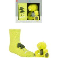 Totes Plush Toy And Supersoft Slipper Socks Set - Green