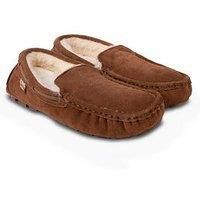 Isotoner Mens Real Suede With Closed Stitch Moccasin Slipper