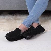 Isotoner Mens Real Suede With Closed Stitch Moccasin Slipper