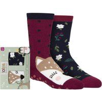 Girls 2 Pair Totes Tots Originals Novelty Slipper Socks Deer 1-2 Years