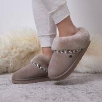 Just Sheepskin Phoebe Swept Back Sheepskin Mule - Light Brown