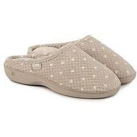 Isotoner® Ladies Popcorn Terry Mule Slippers, Pillowstep® Memory Foam with 360° Surround Comfort, Secret Sole Support, Durable Sole, Machine Washable, Natural Spot, 7 UK