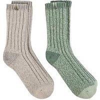 Totes toasties® Ladies Chunky Twist Wool Boot Socks (Twin Pack)