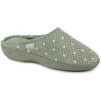Totes Womens Slippers Green Adults Ladies Polka Dot PillowStep Popcorn Terry