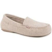 Isotoner® Ladies Textured Moccasin Slipper Light Brown