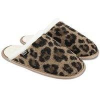 Isotoner® Ladies Animal Fur Mule, Classic Mule Slipper with Pillowstep® Tufted Insole, Memory Foam for Comfort, Heel Layer for Impact Absorption, Ultra Comfort Foam Layer, Animal Print, 4 UK