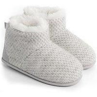 Totes Isotoner Isotoner Ladies Sparkle Knit Boot Slippers - Light Grey