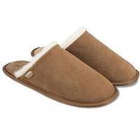 Isotoner® Men’s Suede Mule with Water Repellency, Classic Mule Slipper with Pillowstep® Tufted Insole, Memory Foam for Comfort, Ultra Comfort Foam Layer, Flat Sole, Tan, 10 UK