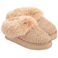 Totes Toasties Ladies Icons Textured Mule With Chunky Sole - Camel