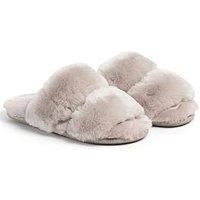 Just Sheepskin Ladies Poppy Open Toe Sheepskin Slider - Dove