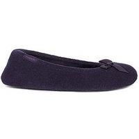 Totes Isotoner STRETCH TERRY BOW Ladies Womens Ballet Warm Comfy Slippers Navy