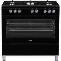 LOGIK LFTG90B25 90 cm Dual Fuel Range Cooker - Black, Black