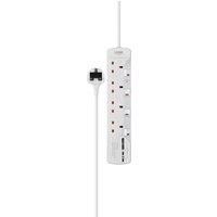 LOGIK Surge Protected 4-Socket Extension Lead with USB - 2 m