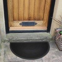 JVL Sesia Black Rubber Stud Half Moon Outdoor Scraper Door Mat, 40 x 70 cm