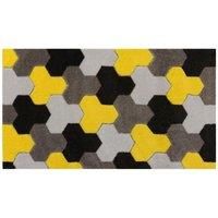 JVL Solemate Hand Carved Geo Pattern Mat, 57x100 - Multi