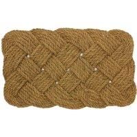 JVL 45 x 75 cm Natural Coir Hand Made Indoor Outdoor Knotted Rope Door Floor Mat, Brown