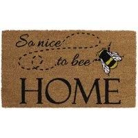 JVL Eco-Friendly Latex Backed Coir Door Mat, Nice to Bee Home, Natural, 40 x 70 cm Approx., 02-870