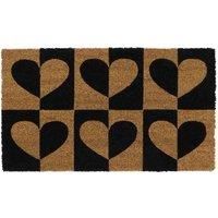 JVL Eco-Friendly Latex Backed Coir Door Mat, Heart to Heart, Natural, 40 x 70 cm Approx., 02-873