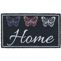 JVL Eco-Friendly Latex Backed Coir Door Mat, Home Butterflies, 40 x 70 cm Approx., 02-876