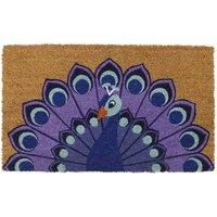 JVL Eco-Friendly Latex Backed Coir Door Mat, Peacock, Natural, 45 x 75 cm Approx., 02-882