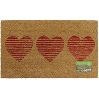 JVL Eco-Friendly Latex Backed Coir Door Mat, Three Hearts, Natural, 45 x 75 cm Approx, 02-884