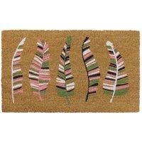 JVL Latex Backed Coir Door Mat, Feathers, Natural, 45 x 75 cm Approx, (02-886)