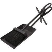 JVL Purbeck Hearth Fireside Tidy Brush Set, Metal