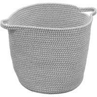 JVL Edison Round Cotton Rope Storage Basket with Handles, Grey