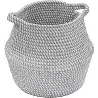 JVL Edison Round Belly Cotton Rope Storage, Medium, Grey