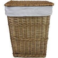 JVL Classic Honey Tapered Willow Wicker Lined Washing Linen Laundry Basket, 57 x 45 x 32 cm