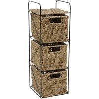 JVL Seagrass 3 Drawer Storage Tower