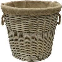 JVL Antiques Wash Canvas Lined Round Log Basket with Rope Handles, 52 x 37 x 52 cm