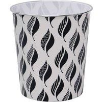 JVL Small Leaves Waste Paper Bin, 24.5cm x 26.5cm Approx, Black and White, One Size