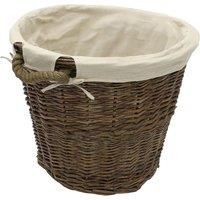 JVL Willow wicker log storage toy basket with rope handles and lining 50x40cm