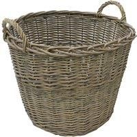 JVL Chunky Willow Round Laundry Basket with Handles 50x47cm Home Washing Clothes