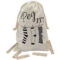 JVL Peg It, Peg Bag with Wooden Pegs, Pack of 100 (19-243)