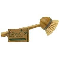 JVL 20-301 Round Bamboo Long Handle Washing Up Dish Brush, Natural