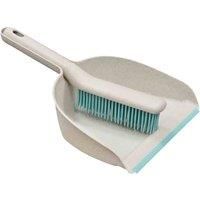 JVL Pro Clean Anti-Bacteria Dustpan and Brush with Rubber Bristles, Blue, One Size