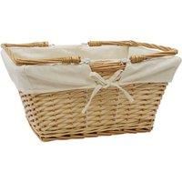 JVL Hand Woven Acacia Rectangular Willow Shopping Basket with Handles, Honey Finish