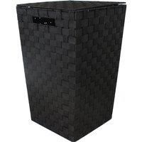 JVL Modern Tapered Laundry Basket with Inset Handles, Metal/Plastic, Black
