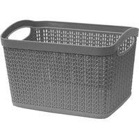 JVL Modern Knit Design Loop Plastic Linen Storage Baskets, Grey or White