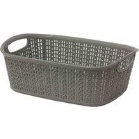 Modern Knit Design Grey Plastic Loop 3L Storage Basket